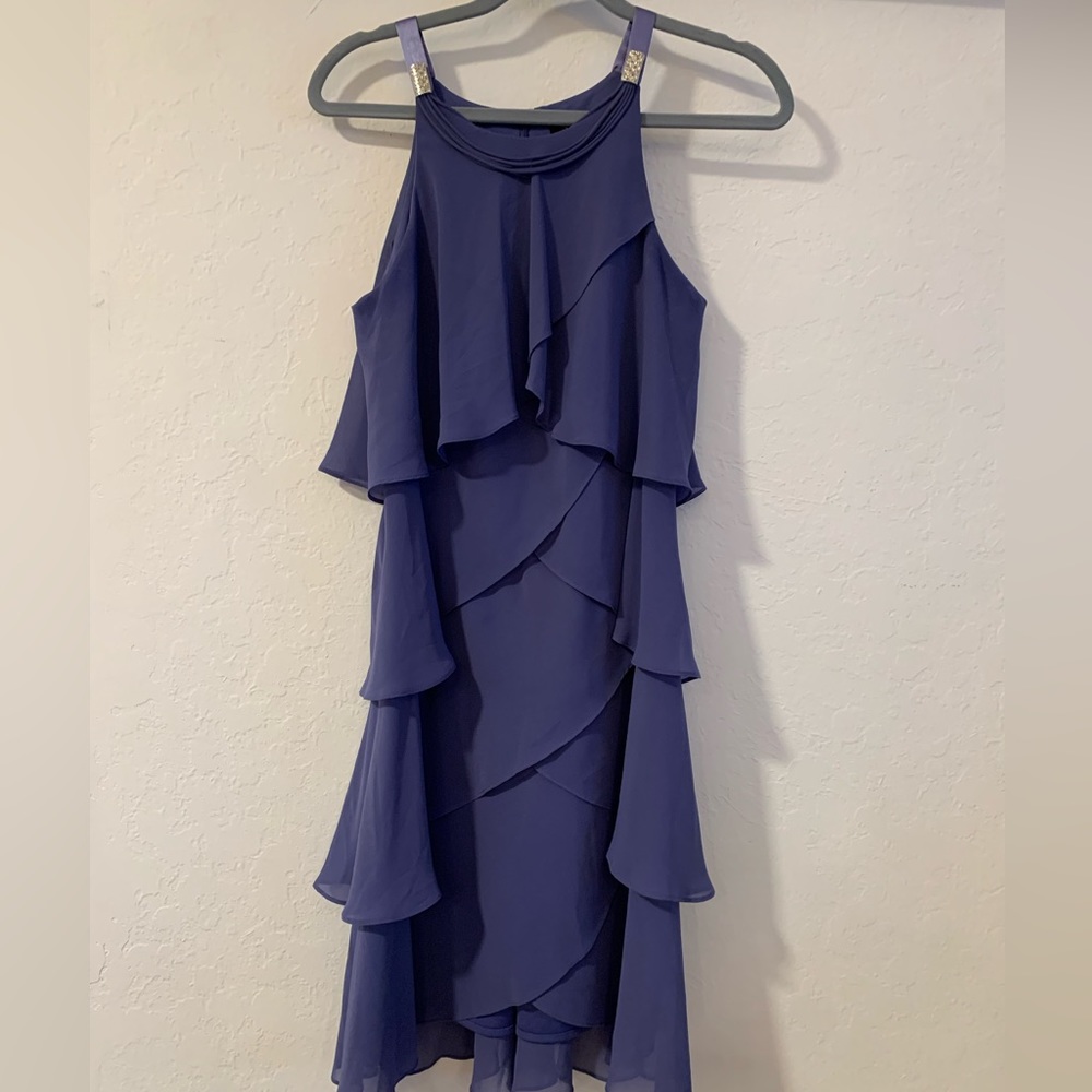 SL Fashions Purple Ruffle Mini Dress 8